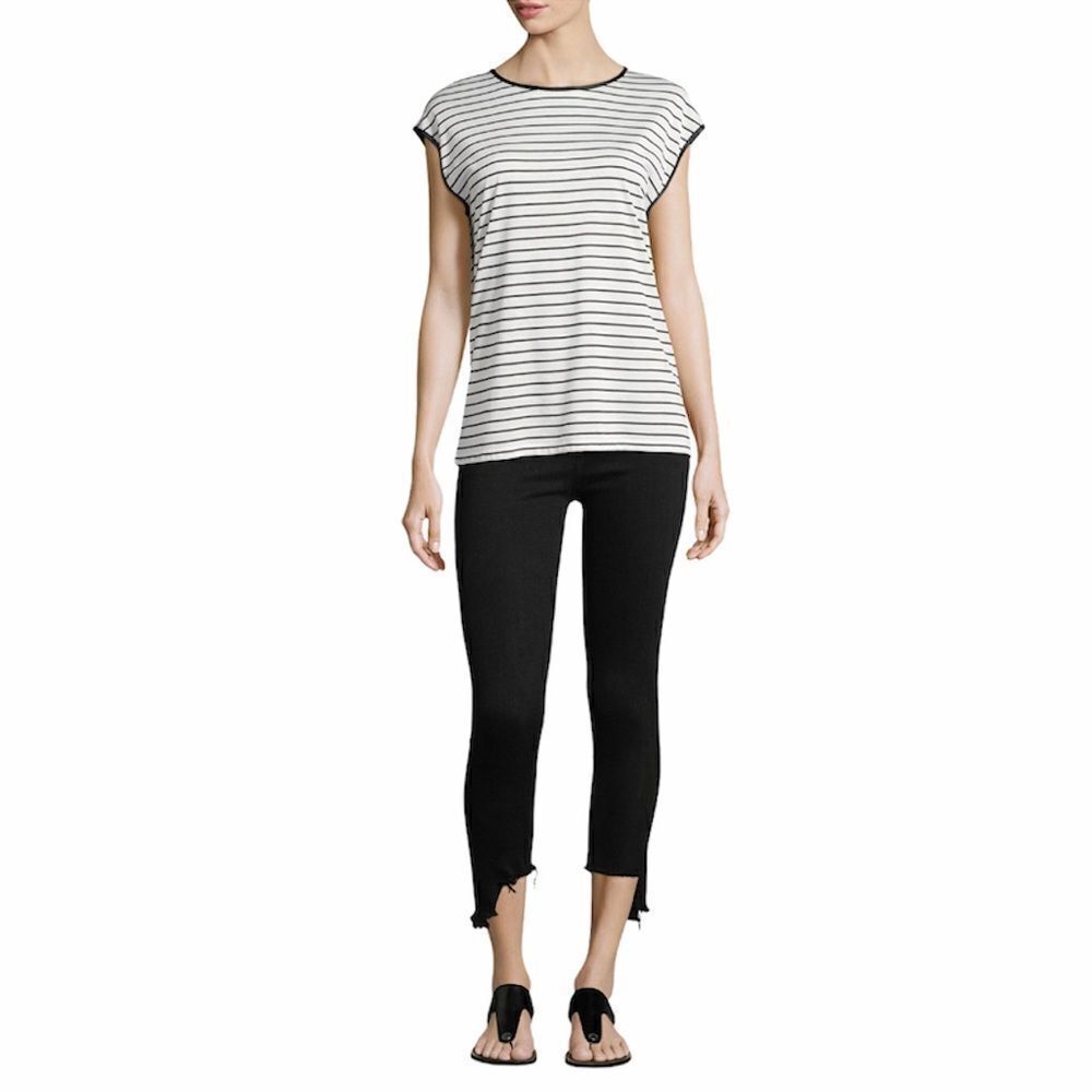Rag & Bone 10 inch‎ Capri Black Destroyed Hem Jeans Size 6